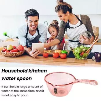 Ложка для чистой воды, нескользящая ковш для воды с длинной ручкой, многофункциональный душ для мытья волос, пластиковый ковш, совок, кухонные гаджеты для ванной комнаты красный