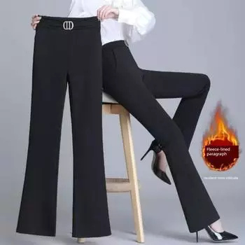 Clearance and Leak Detection! Brand Counter Withdraw Women clothes Big Brand Foreign Trade High Waist Elastic Bootleg Pants Drape Trousers Black Thickened 3XL (75.00 kg-82.50 kg recommended