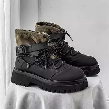 Clearance Martin boots men s high-top thick-soled heightening tooling shoes outdoor mountaineering casual shoes fashion thick-soled men s shoes 39 чёрный
