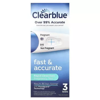 Clearblue, быстрый и точный эффект, быстрый тест на беременность, 3 тест-полоски