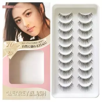 CLEAREYELASH False Eyelashes Natural Transparent Shaft 3D 3D False Eyelashes Method 10 Pairs (C03 Natchu Fusa)