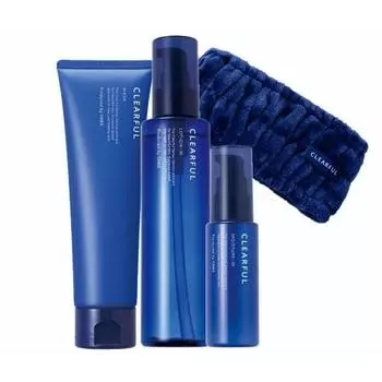 CLEARFUL ORBIS Quasi-drug 3-step set Facial cleansing foam & Lotion & Moisturizer Moist Hair band included Medicinal Acne Sensitive skin Skin care Fac