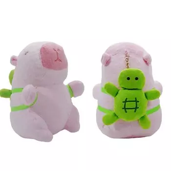 Clearstone Capybara Plush Keychain Chabimaru Turtle with Music 13cm Pink