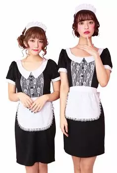 Clearstone Coquettish Girly Cosplay Halloween French Tight Maid Black Women s