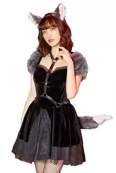 Clearstone Фантастический злодей Косплей Хэллоуин Волк Серый Женский