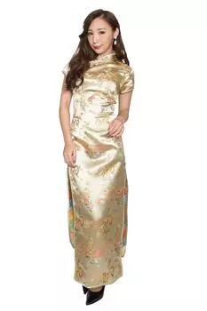 Clearstone Royal China Косплей Хэллоуин Cheongsam платье Длинный S Золотая стрекоза/Золото Женский золотой