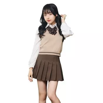 Clearstone Ulzzang Sailor Косплей Хэллоуин вязаный жилет бежевый x шоколадный женский