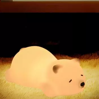CLEAYODO Медведь Сонный Белый Медведь Ночной столик Силиконовый Кормящий Милый Номер Новый Год Сонный Медведь Свет, Медведь, Свет, Свет, Лампа, Свет, Свет,