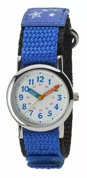 [Clefer] Analog Children s Watch, Educational Clock, Waterproof, Nylon Strap, White Dial, Children s NB-AK216-A Girls Blue