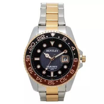 [Clefer] Аналоговые мужские солнечные водонепроницаемые металлические часы Bentley Rose Gold BT-AM388-RDT Gold