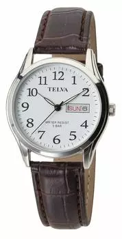 [Clefer] Аналоговые водонепроницаемые часы с датой, днем недели, кожаный ремешок TE-AM177-WTS, мужские, коричневые