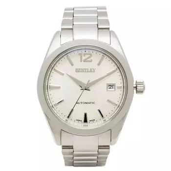 [Clefer] Автоматические аналоговые часы мужские механические с автоподзаводом водонепроницаемые металлический браслет Bentley Silver BT-AM392-WTS серебряный