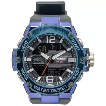 [Clefer] Digiana Men s Watch Battery Operated Urethane Belt Avantino Blue AV-AD390-BL Black