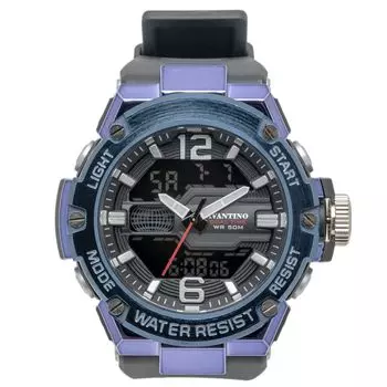 [Clefer] Digiana Men s Watch Battery Operated Urethane Belt Avantino Blue AV-AD390-BL Black