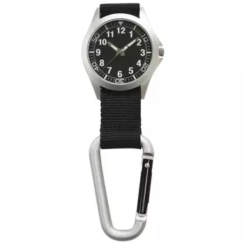 [Clefer] Карманные часы аналоговые мужские водонепроницаемые брелок с карабином черные CB-A4153-BKB