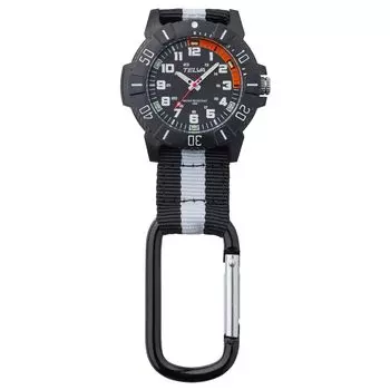 [Clefer] Карманные часы с аналоговым карабином, водонепроницаемые, нейлоновый ремешок, черный циферблат, CB-A272-BK, мужские