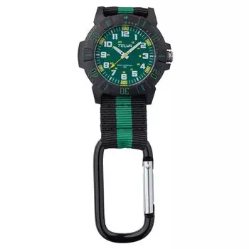 [Clefer] Карманные часы с аналоговым карабином, водонепроницаемые, нейлоновый ремешок, зеленый циферблат, CB-A272-GN, мужские