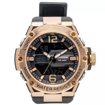 [Clefer] Мужские часы Digiana с уретановым ремешком Avantino Gold AV-AD390-GD Black