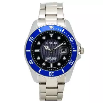 [Clepher] Аналоговые мужские солнечные водонепроницаемые металлические часы Bentley Blue BT-AM388-BLS Silver синий
