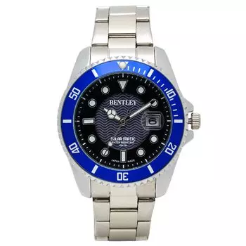 [Clepher] Аналоговые мужские солнечные водонепроницаемые металлические часы Bentley Blue BT-AM388-BLS Silver