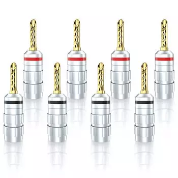 Cleqee 24K позолоченный 8-штыревой банановый штекер беспаечный клеммный разъем для акустического кабеля аудиоразъем с винтовым креплением
