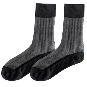 CLEVER-MENMODE Мужские сексуальные однотонные прозрачные чулки сетка ультратонкие прозрачные носки средней длины дышащие деловые носки One Size