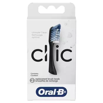 Clic Toothbrush Replacement Brush Head Black 2 Pieces Oral-B