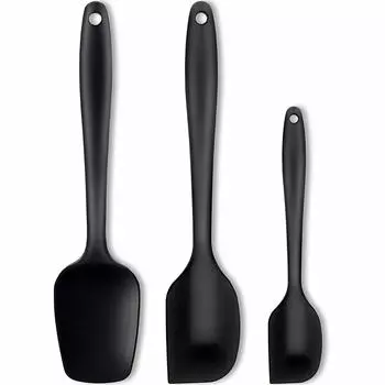 CLICSUN Heat Cooking Confectionery Sweets Fry Kitchen Set of Black Spatula, Spatula, Silicone, Resistant, Spatula, Tools, Making, Spatula, Tool, 3,