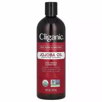 Cliganic, 100% чистое и натуральное, сертифицированное органическое масло жожоба, 16 жидких унций (473 мл)