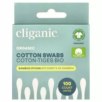 Cliganic, Organic Cotton Swabs, 100 Count