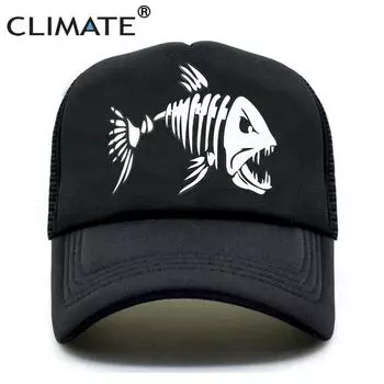 CLIMATE Fishbone Trucker Кепка унисекс Рыбалка Скелет Рыбья кость Кепка Хип-хоп Бейсболки Летние рыболовные унисекс сетчатые кепки Шляпа для унисекс Adult 55to58cm Head