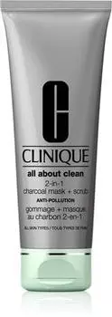 Clinique All About Clean 2-in-1 Charcoal Mask + Scrub purifying facial mask TU прозрачный
