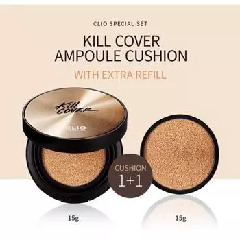 Clio Kill Cover Ampoule Cushion Set 15g+15g Refill SPF50 + / PA +++ #02Lingerie