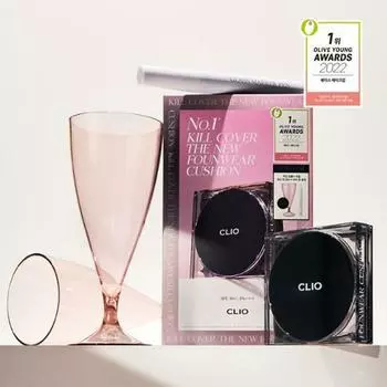 CLIO Kill Cover The New Founwear Cushion 15g*2 Специальный набор (Оригинал + сменный блок + бокал для вина, 2 шт. + маркер)