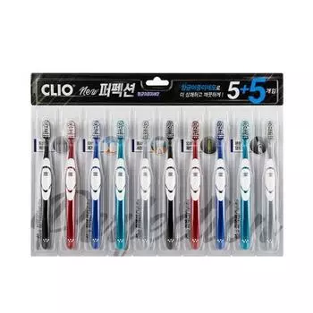Clio NEW Perfection антибактериальная двойная тонкая щетина 5+5 шт. в упаковке