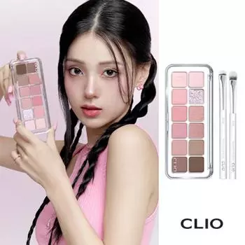 Clio Палитра теней для век Pro Eye Palette Air + эксклюзивный набор кистей, оттенок 004 Pink, 1 набор