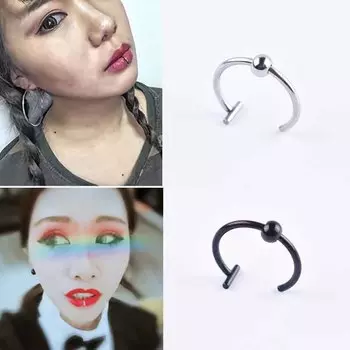 Кольцо для рта с клипсой, зажим для тела, кольцо для носа, поддельный пирсинг, 1 шт., ювелирные изделия для тела, медицинская титановая сталь, кольца для губ 1.0*10mm серебряный