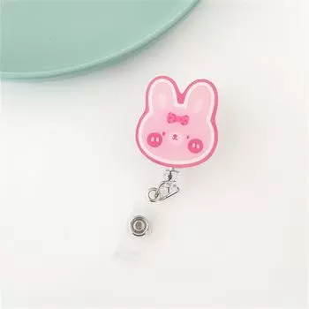 Clip Rabbit Chest Card Name Card Holder Nurse Badge Holder ID Card Clips Retractable Badge Reel Pink rabbit