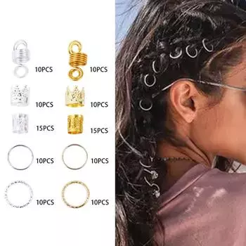 Clips Tubes Jewelry Gold Braids Beads Hair Cuffs African Dreadlocks Hair Braid Hair Decorations B (110Pcs)