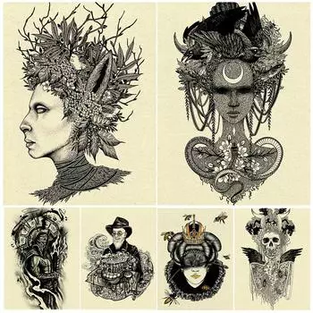 Clockfighter, растение Банши, пчелиная королева, ретро настенная живопись на холсте, волшебная книга, художественный постер 21cm30cm NoFrame