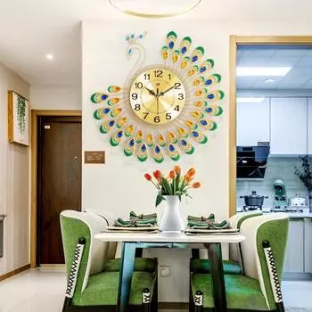 Clocks simple peacock creative living room wall clock home decoration clock wall hanging