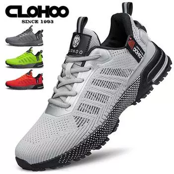 CLOHOO Men s Trendy Knitted Breathable Lightweight Comfy Sneakers For Running Jogging Wear-resistant Non-Slip Casual Sport Shoes 40 темно серый