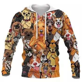 CLOOCL Мужская толстовка с капюшоном Средний палец Золотистый ретривер 3D-принт Животное Собака Пуловер с капюшоном Женская толстовка Модная унисекс застежка-молния Пальто S
