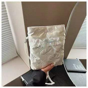 Cloth bag women s summer new versatile pearl messenger bag is now popular bucket bag белый