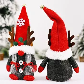 Cloth Christmas Plush Doll Cartoon Handmade Deer Antlers Dwarf Ornament Exquisite Creative Faceless Doll Photo Props