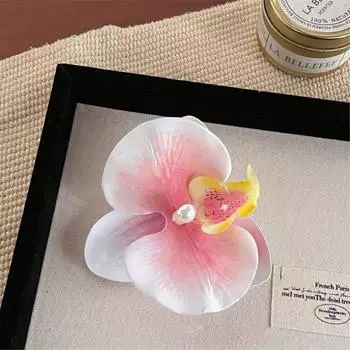 Cloth Flower Hair Clip Butterfly Orchid Pearl Orchid Flower Hairpin Duckbill Clip Korean Style Girl Hair Clip