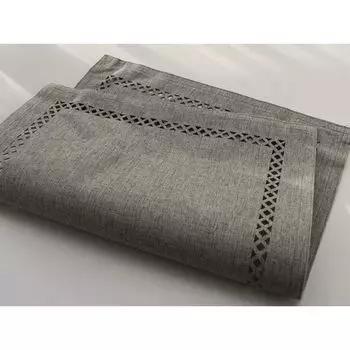 Cloth Made Western Food Placemat Table Heat Insulation Abrasion Resistant Antibacterial Punching Imitation Linen Easy to Wash and Dry High Quality Dark gray