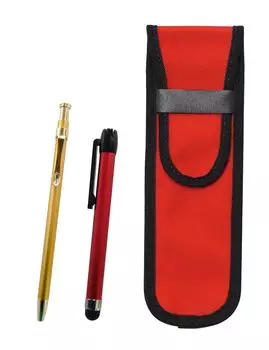 Cloth Pencil with Red Metal Touch Stick and Slim 60 Gold Ballpoint Pen Set Two-Pack Case, Red, (NK02R-ALR-SV60KBP-2)