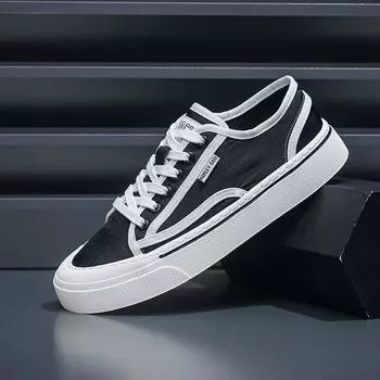 Cloth shoes men s breathable and non-smelly feet non-slip European men s shoes fashion trendy shoes Xiaohongshu old Beijing factory direct sales 38 чёрный