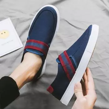 Cloth shoes men s spring one-pedal men s shoes lazy shoes trend casual students breathable low-top canvas shoes 39